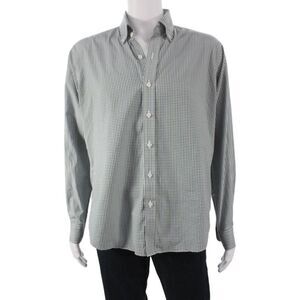 Proper Cloth Mens Plaid Button Down Shirt Blue Green Cotton Size Medium